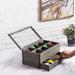 MyGift 8 Slot Wood Tea Box w/Drawer Wood in Brown | 6 H x 14 W x 7.75 D in | Wayfair WAYKIT1914GRY