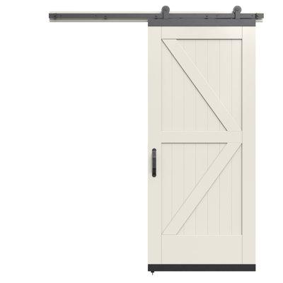 Barn Door - JELD-WEN Karona K Design Primed Composite Sliding Barn Door w/ Hardware Kit Manufactured Wood in White | 80 H x 36 W x 1.38 D in | Wayfair