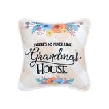 Grandma House Printed and Embroidered Throw Pillow Cotton Decorative Decor