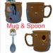 Disney Dining | Nib Disney Parks Eeyore Winnie The Pooh Ceramic Coffee 16oz Mug & Spoon Set. | Color: Blue/Brown | Size: Os