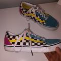 Vans Shoes | Custom Vintage 90s Colorful Vans | Color: Blue/Yellow | Size: 9