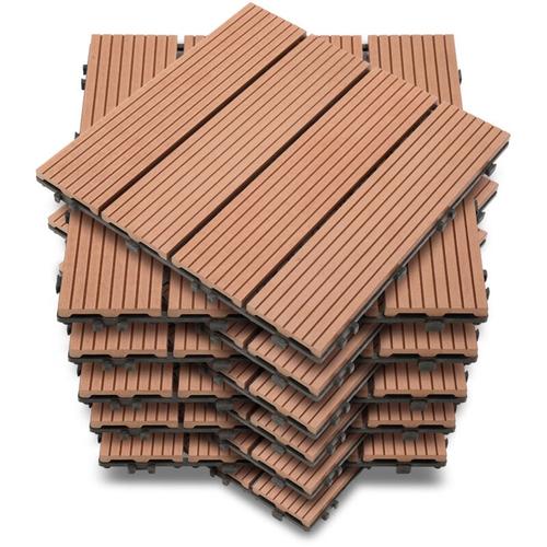 Swanew – Terrassenfliesen Holzfliesen wpc Fliesen 33er Kunststoff 3m² Garten 30x30cm Klickfliese