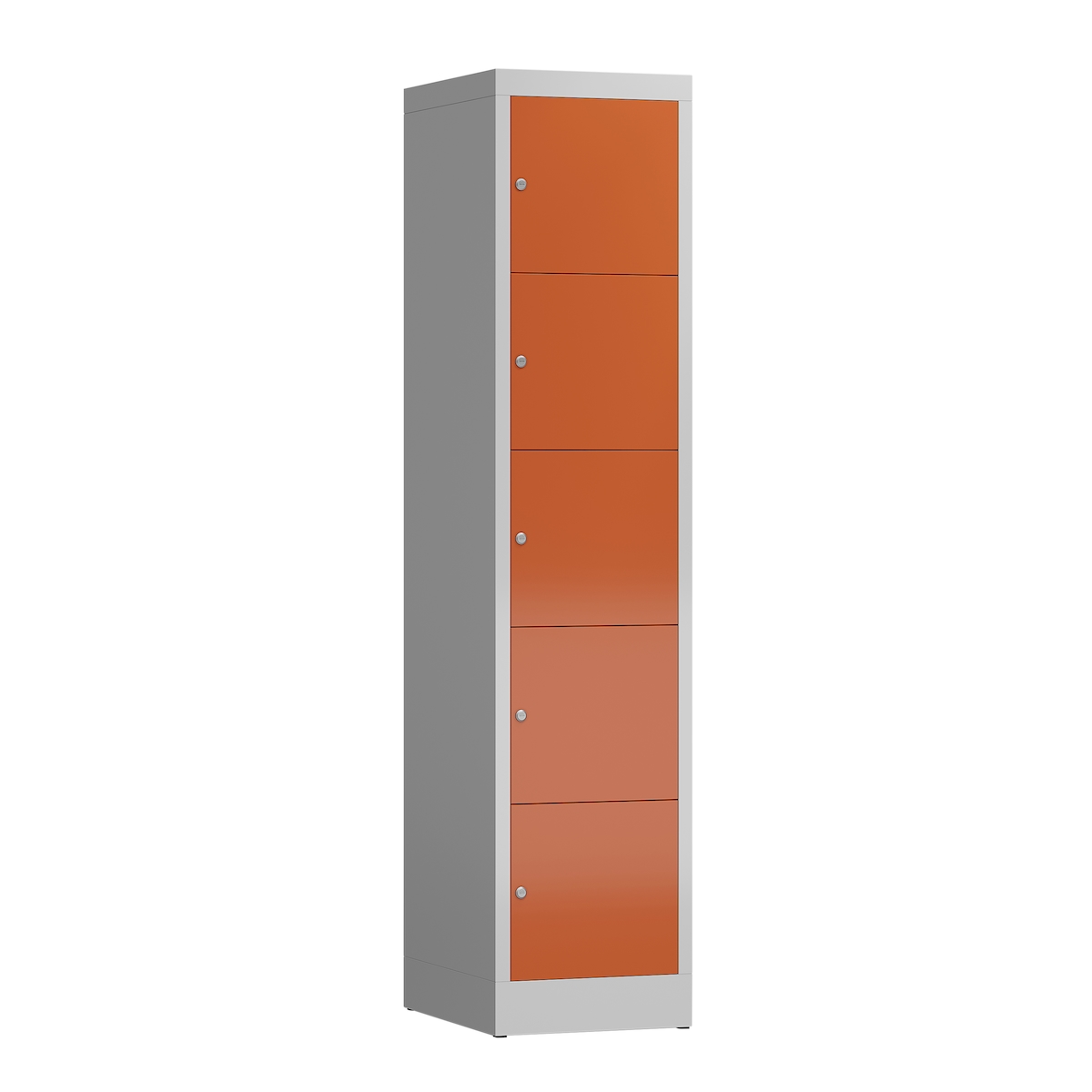 ClassiX Schließfachschrank, 1 Abteil, 5 Fächer, 1800 x 415 x 500 mm, lichtgrau/feuerrot Image