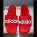Adidas Shoes | Adidas Men’s Adilette Comfort (Meaning Softer, Not The Shower) Slide Sz 11 Nwot | Color: Red/White | Size: 11