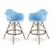 Corrigan Studio® Jemiliah Counter Stool w/ Arms, Gray, Pack Of 2 Wood/Plastic/Acrylic in Blue | 47 H x 23 W x 49 D in | Wayfair