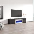 Meble Furniture Floating TV Stand for TVs up to 78" w/ Electric Fireplace Included Wood in White/Black | 17.1 H x 70.9 W x 13.8 D in | Wayfair