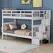 Harriet Bee Wood Twin Over Twin Bunk Bed w/ Shelves Wood in Brown/White | 62.3 H x 42.2 W x 94 D in | Wayfair 7422A42F58E14A3FB9865C0EBB7D2708