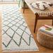 Green/White 108 x 24 x 1.1 in Indoor Area Rug - Foundry Select Geometric Area Rug in Ivory/Green Polyester/Cotton | 108 H x 24 W x 1.1 D in | Wayfair