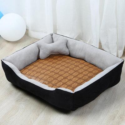 Tucker Murphy Pet™ Dog Kennel Four Seasons General Warm Summer Cat Litter Teddy Dog Pet Waterloo Bed Supplies Cat Dog Mat Cotton in Black/Gray