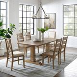 Joanna 7Pc Dining Set Rustic Brown /Creme - Table, 4 Ladder Back Chairs, & 2 Upholstered Back Chairs - Crosley KF13070RB-RB