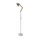 Silumen - Lampadaire métal industriel sur pied en bois - H.150cm - Blanc - - Blanc|Noir|Gris