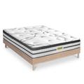 Ensemble Matelas à Ressorts ensachés et Sommier en kit bois 140x190