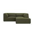 Canapé d'angle droit 3 places en tissu velours côtelé vert