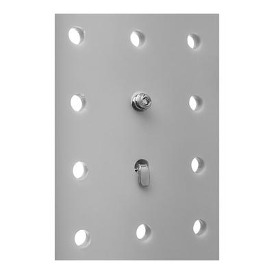 Triton Products 22" x 18" White DuraBoard Wall Organizer with 24 Hooks and 2 Bins