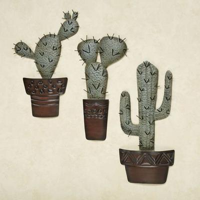 Potted Cactus Wall Art Green Set of Three, Set of ...