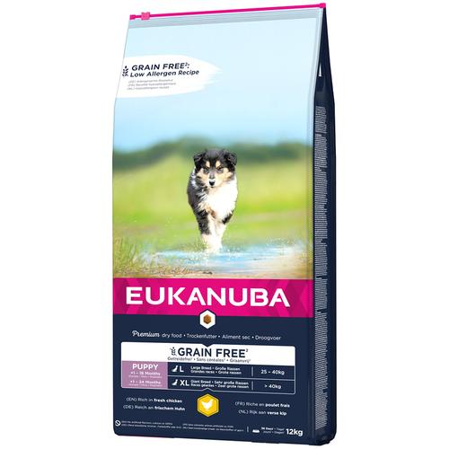 Sparpaket: 2x12kg Eukanuba Grain Free Puppy Large Breed Huhn Hundefutter trocken