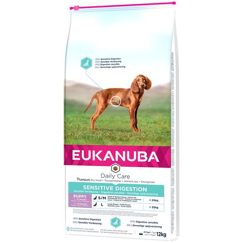 Sparpaket: 2x12kg Eukanuba Puppy Sensitive Digestion mit Huhn & Pute Hundefutter trocken