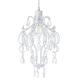 Traditional Matt White Shabby Chic Chandelier Style Pendant Ceiling Lamp Shade with Acrylic Beads and Droplets | 31cm x 24cm by Happy Homewares