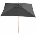 Parasol de jardin 2x3m hauteur réglable polyester/bois 6kg anthracite - noir