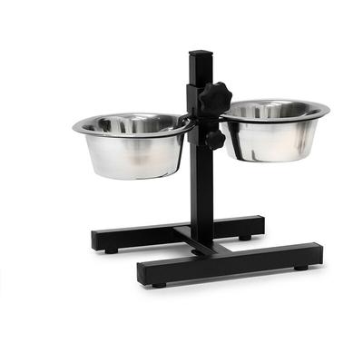 Futterstation Hund, 0,8l Edelstahlnäpfe, Napfständer höhenverstellbar hbt 27 x 36 x 21,5cm, Image