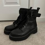 Zara Shoes | New Zara Boots Zara Black Lace-Up Platform Combat Boots | Color: Black | Size: 6.5