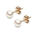 Freshwater Pearl Earrings | Kimura 9ct Yellow Gold 5mm White Genuine Freshwater Button Pearl Stud Earrings for Women