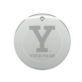 Yale Bulldogs Personalized 3'' Round Glass Ornament