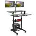 Mount-It Mobile Standing Desk w/ Dual Monitor Mount, 40 Inch Wide Height Adjustable Workstation Wood/Metal in Black | 39.5 W x 31 D in | Wayfair