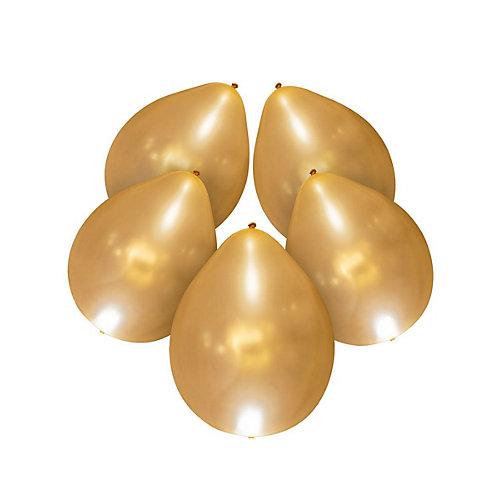 5 LED Luftballons gold