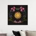 Dakota Fields Sun & Flowers, Sun & Flowers Modern Black Canvas Wall Art Print For Living Room Wood in Brown | 41 H x 41 W x 1.75 D in | Wayfair