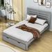 Harriet Bee Emilo Full Size 2 Drawers Platform Bed w/ Headboard Wood in Gray | 40 H x 54 W x 77 D in | Wayfair DDDC0F0DCE1144F9B03E2A9B24808D32