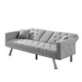 Orren Ellis Vonzay Twin 75.59" Wide Cushion Back Convertible Sofa Wood/Linen in Gray | 31.1 H x 75.59 W x 30.7 D in | Wayfair