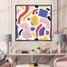 Corrigan Studio® Modern Framed Canvas Wall Art Print, Modern Home Decoration Canvas in Blue/Pink/Yellow | 16 H x 16 W in | Wayfair