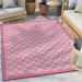 Pink 87 x 63 x 0.1 in Area Rug - Well Woven Manola Tribal Indoor/Outdoor Fuschia Flat-Weave Rug Polypropylene | 87 H x 63 W x 0.1 D in | Wayfair