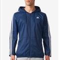 Adidas Jackets & Coats | Adidas Men’s Three Stripe Windbreaker Jacket S | Color: Blue | Size: S