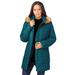 Plus Size Women's Classic-Length Quilted Puffer Jacket by Roaman's in Deep Lagoon (Size 6X) Winter Coat