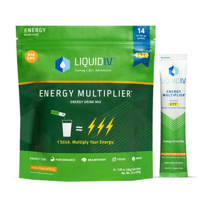 Liquid I.V. NEW Yuzu Pineapple Energy Multiplier (14 Pack) - Energy Drink Mix Packets