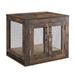 Rustic Crate with Tray and Bed for Dogs, 23.5" L X 18" W X 20.5" H, Small, Natural Wood