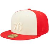 "Men's New Era Cream/Red Philadelphia 76ers Cork Two-Tone 59FIFTY Fitted Hat"