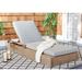 Joss & Main Gardella Wood Chaise Lounge Outdoor Chair Wood/Solid Wood in Brown/White | 34.3 H x 78.3 W x 37 D in | Wayfair