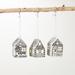 Greyleigh™ 3 Piece LED House Hanging Figurine Ornament Set Ceramic/Porcelain in Black/White/Yellow | 3 H x 2 W x 2 D in | Wayfair