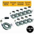 Lutece-arc - jamais utilisé] Lot 10 supports spot chrome encastrable orientable aimanté + douille