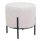 Pouf rond en tissu bouclette et métal D35,5cm blanc