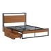 Full Size Metal Platform Bed Frame with 2 Drawers,Sockets, USB Ports