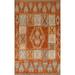 Orange Tribal Geometric Moroccan Oriental Wool Area Rug Hand-knotted - 6'3" x 8'9"