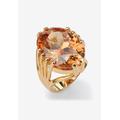 Women's Yellow Gold-Plated Champagne Cubic Zirconia Cocktail Ring by PalmBeach Jewelry in Cubic Zirconia (Size 9)