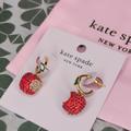 Kate Spade Jewelry | Kate Spade Apple Of My Eye Pave Apple Huggies Dangling Earrings, Gold/ Red Nwt | Color: Gold/Red | Size: Os