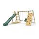 Rebo® Wooden Pyramid Climbing Frame with Swings and 10ft Water Slide - Cora Linn | Outdoor Toys | Pressure Treated Timber - Baby Swing, Slide and Climbing Wall