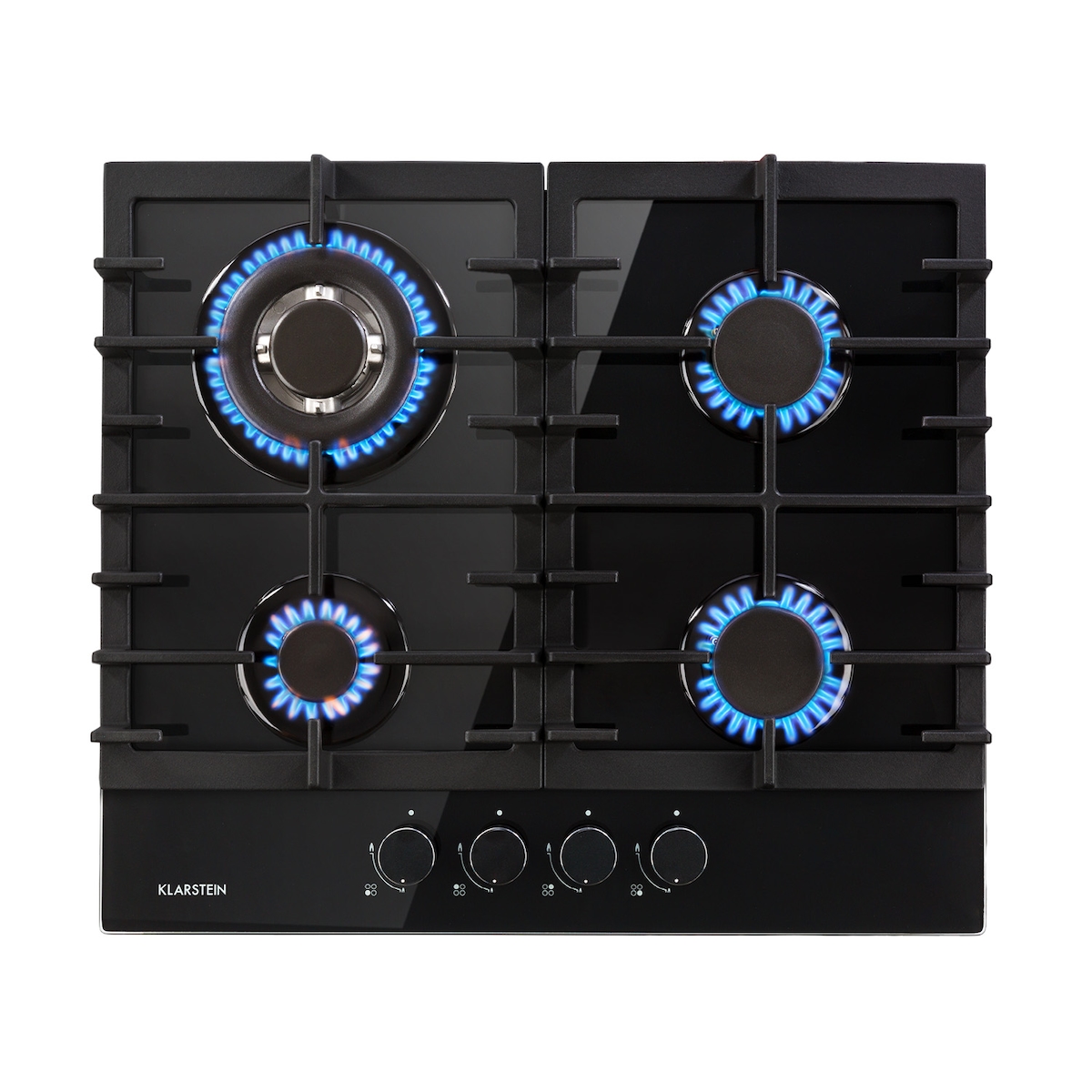 Klarstein Ignito 4 Zonen Gaskochfeld 4-flammig Sabaf-Brenner Glaskeramik schwarz Schwarz Image