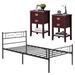 3-Piece Modern Bedroom Set with Bed and 2-Drawer Wood Nightstands Set of 2